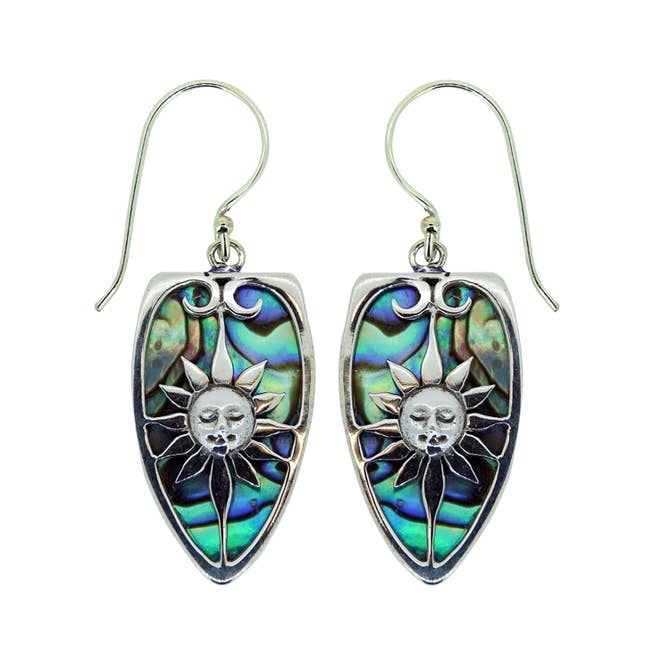 (201YPAUA) Paua Shell Sterling Silver Sun Earrings