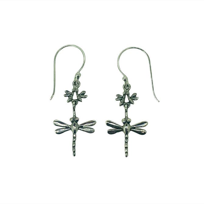 (202P) Dragonfly Sterling Silver Earrings