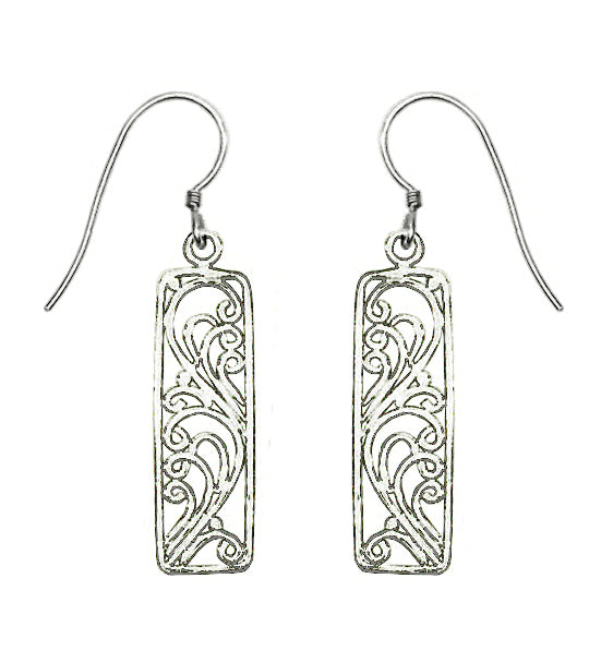 (204Q) Rectangle Scroll Earrings