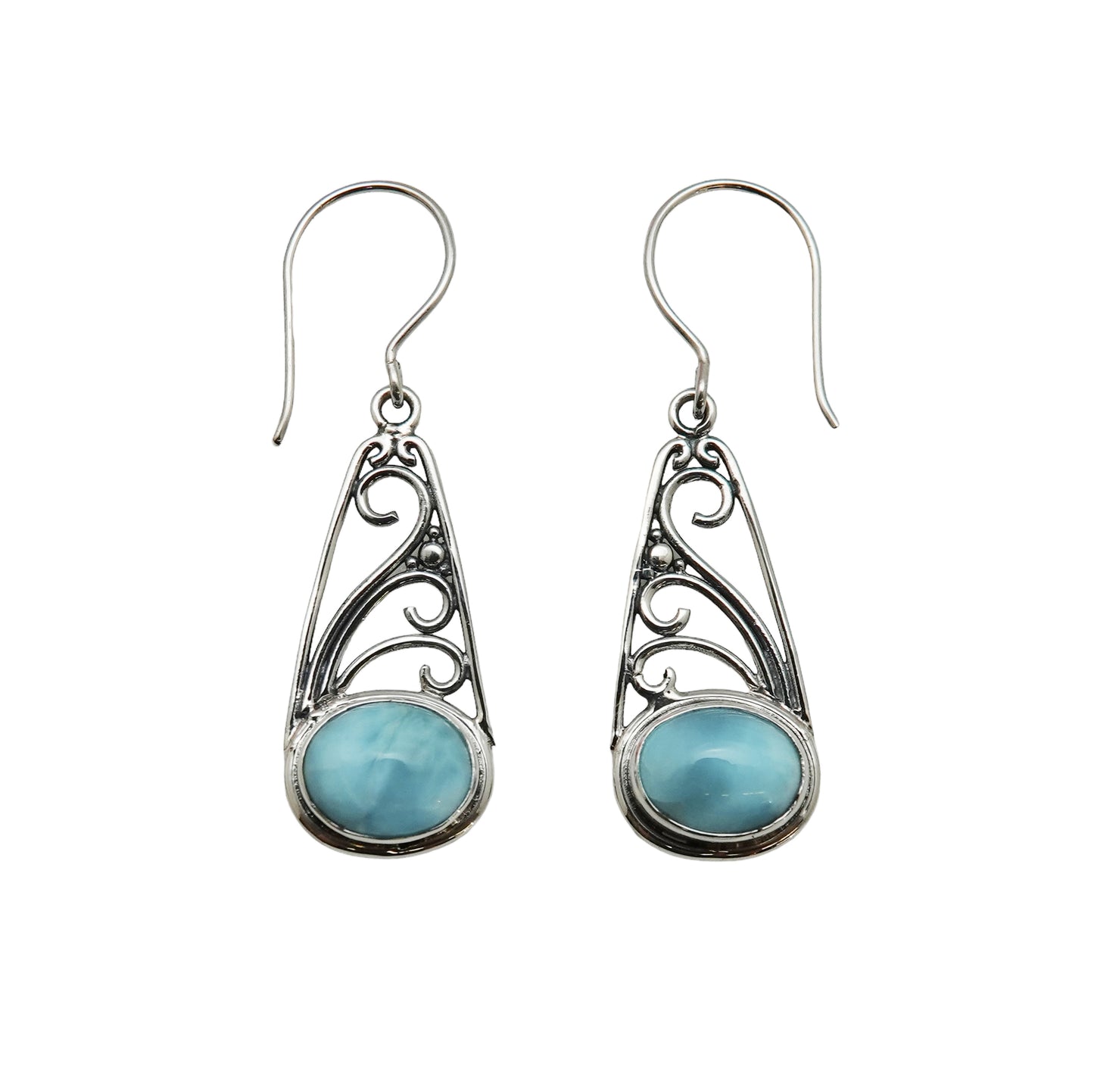 (205PLAR) Silver drop earring in larimar