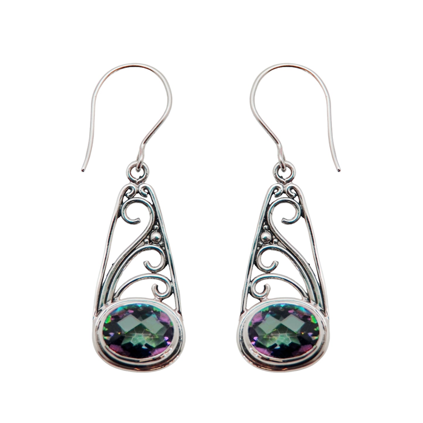 (205PMT) Silver drop earring in mystic topaz