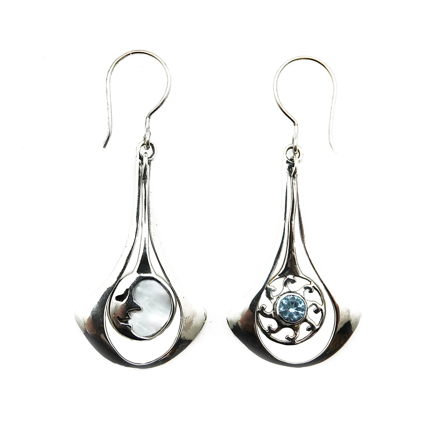 (221WBTMOP) Dangle earring in celestial motif.