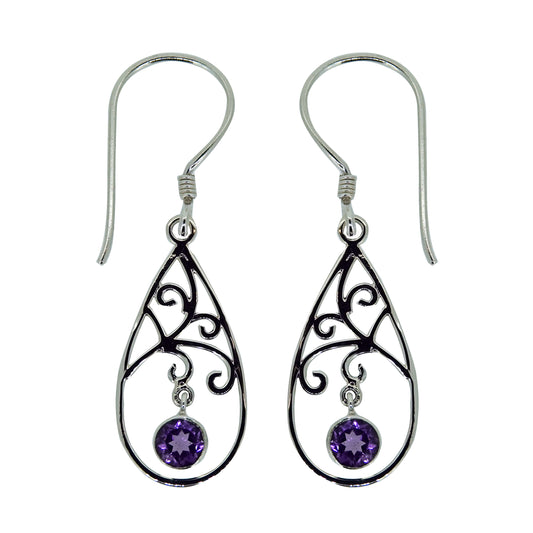 (226SAM) Amethyst Open Drop Earring