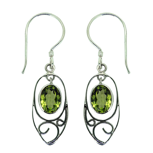 (230SPE) Dangle Peridot Sterling Silver Earrings