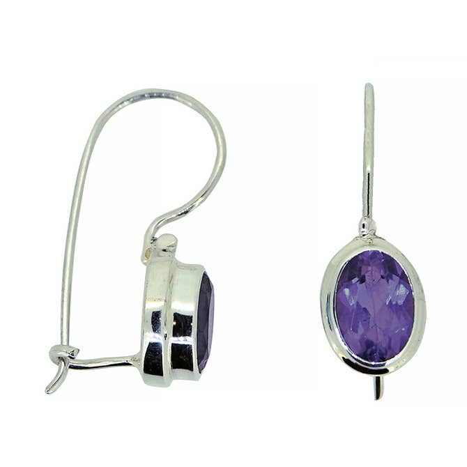 (233IAM) Small Oval Amethyst Earrings