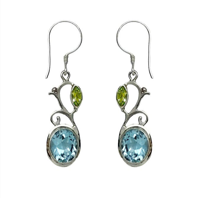 (233QPEBT) Peridot & Sky Blue Quartz Combination Earrings