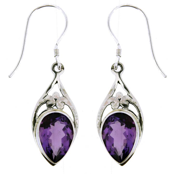 (242WAM) Amethyst Silver Drop Earring