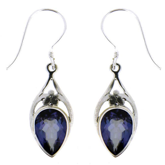 (242WBQ) Blue Quartz Silver Drop Earring