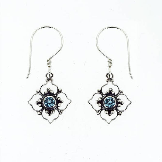 (250RBT) Blue Topaz Sterling Silver Earrings