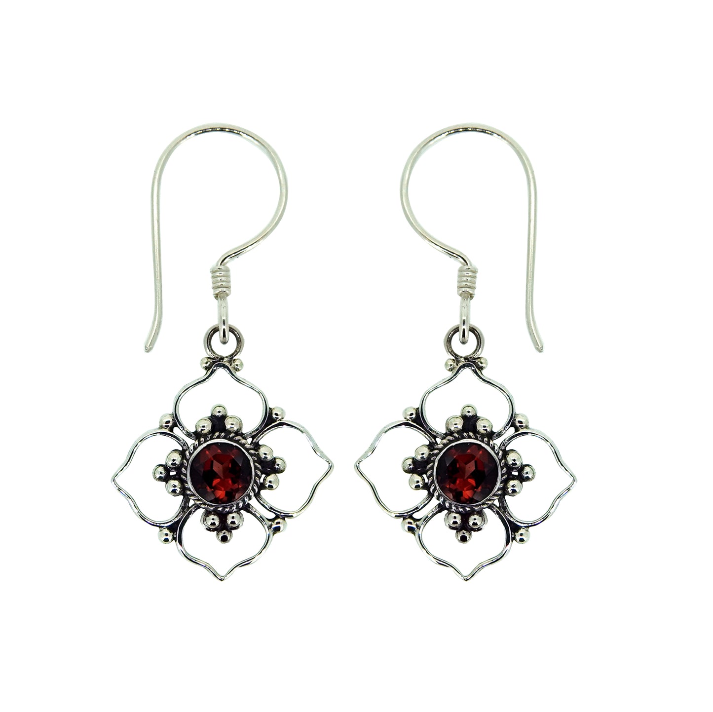 (250RGA) Garnet Sterling Silver Earrings