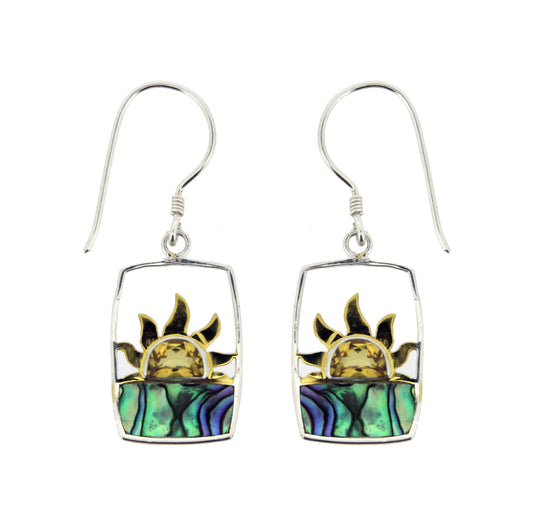 (251PCIPAUA) Citrine & Paua (Abalone) Shell Sunrise/Sunset Horizon Earring