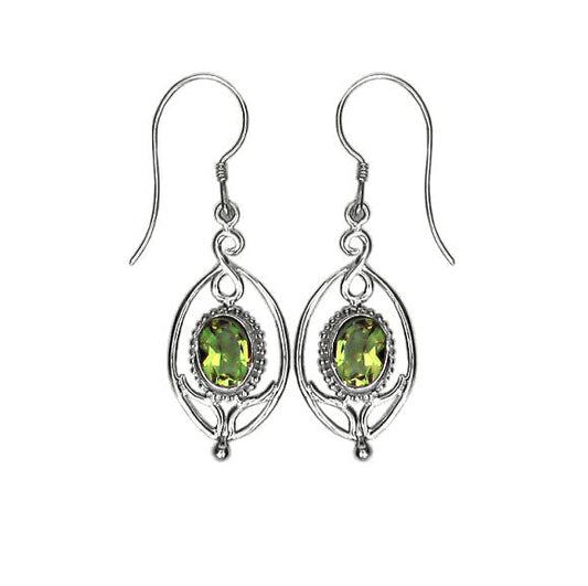 (257PPE) Flower Drop Peridot Earrings