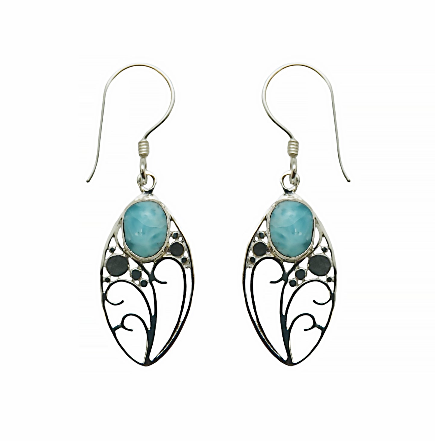 (258ULAR) Silver Earring With Larimar