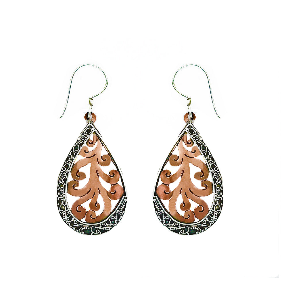 (265WSSCOP) Copper Drop Silver Earring