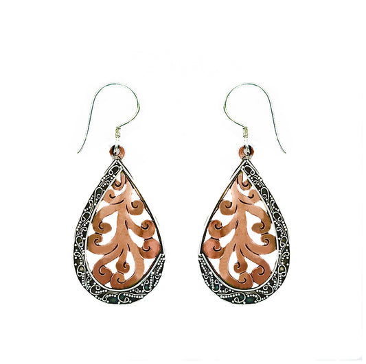 (265WSSCOP) Copper Drop Silver Earring