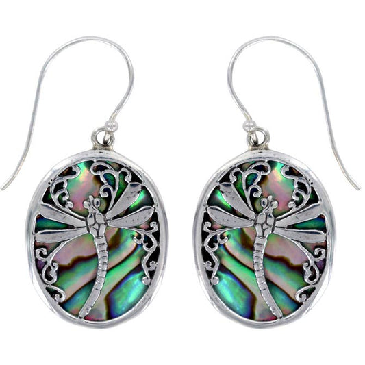 (269XPAUA) Paua Dragonfly Drop Earring