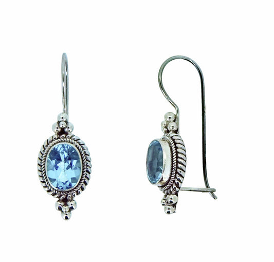 (272FBT) Bauble Framed Blue Topaz Earring