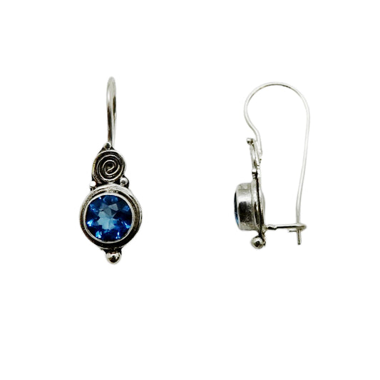 (284JBQ) Fixed Hook Dangle Earring in Blue Quartz