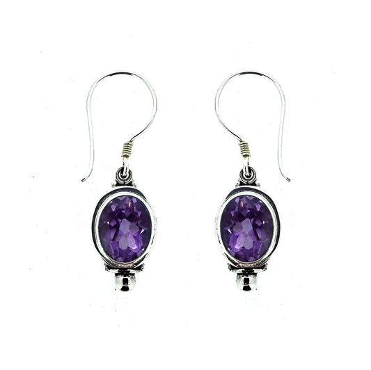 (285UAM) Oval Amethyst 8x10 dangle earrings