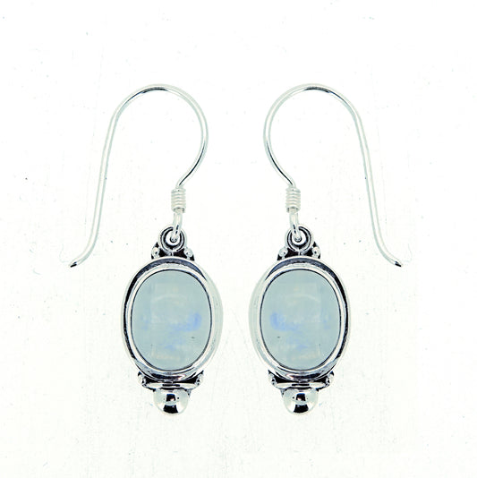 (285UBMS) Oval Blue Moonstone 8x10 dangle earrings