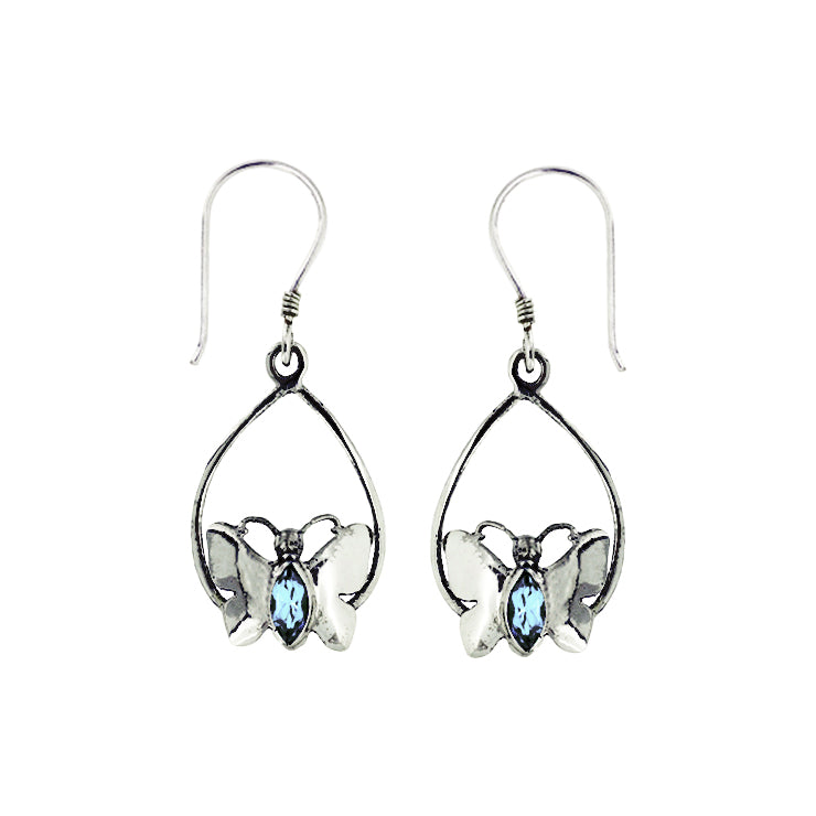 (305BT) Blue Topaz Butterfly Earrings
