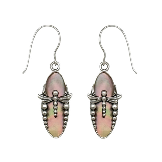 (314BTAN) Tan mother of pearl Dragonfly earring