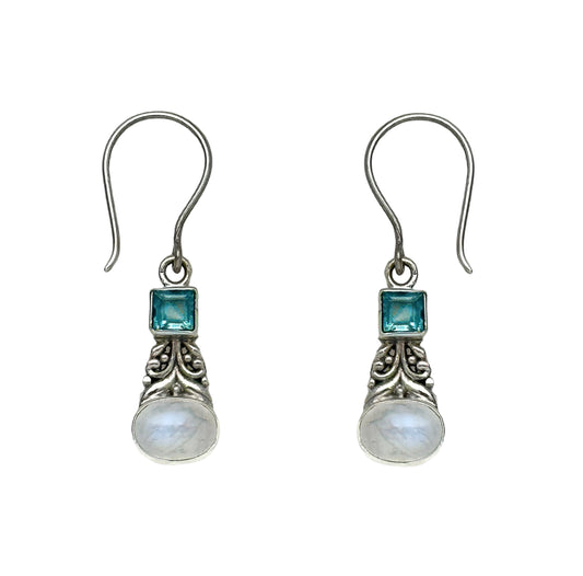 (316BBTBMS) Blue topaz blue moonstone earring