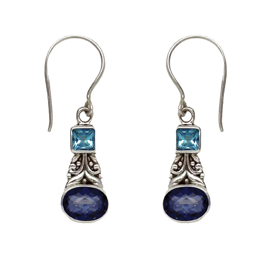 (316BBTBQ) Blue topaz blue quartz earring