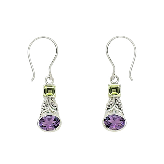 (316BPEAM) Peridot amethyst earring