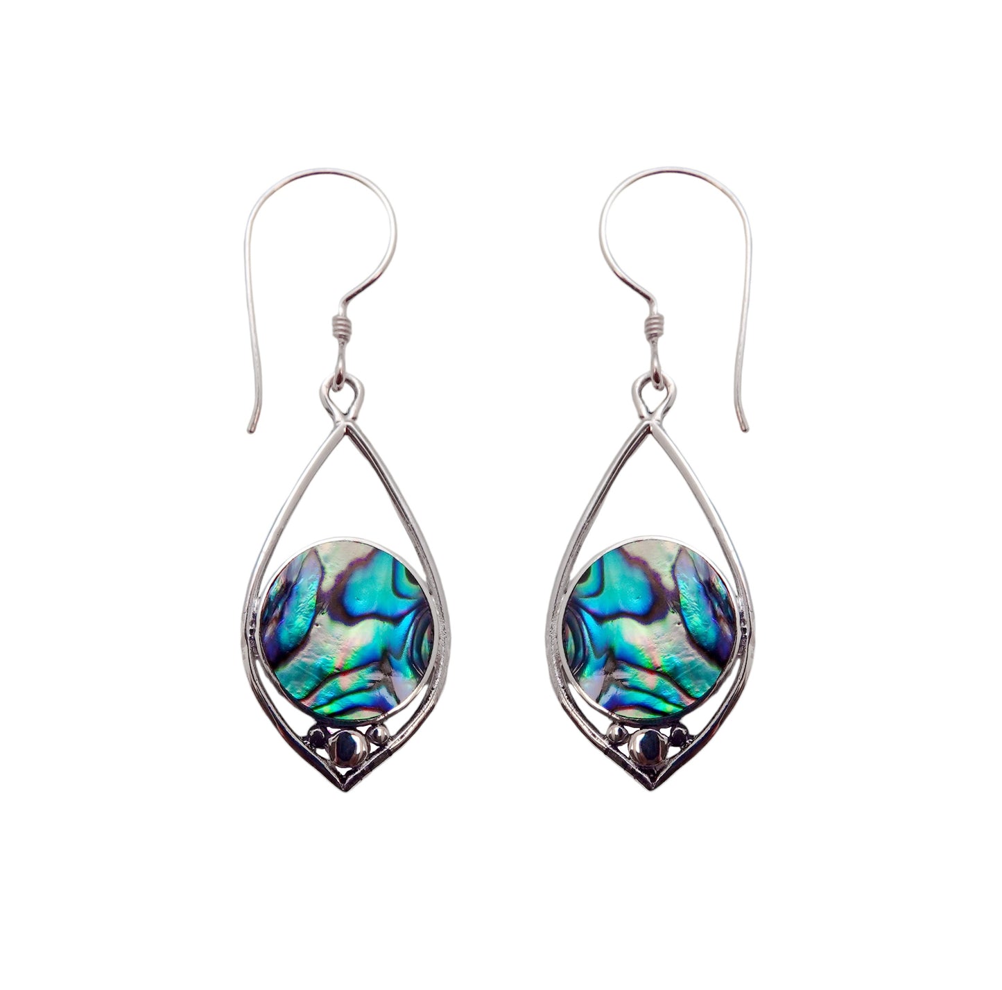 (316CPAUA) Silver Drop Earring With Paua Circle