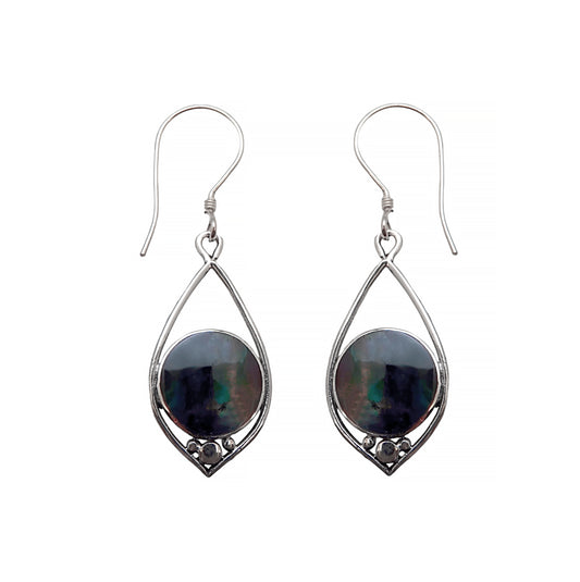 (316CSMK) Silver Earring With Black Mother of Pearl