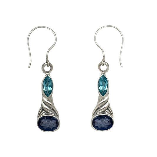 (318BBTBQ) Blue quartz blue topaz earring