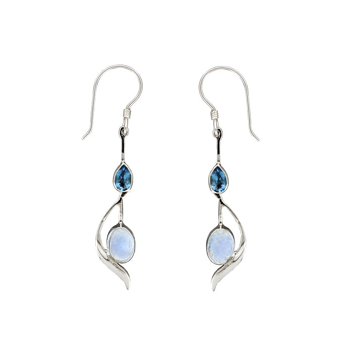 (320BTBMS) Blue topaz and blue moonstone earring