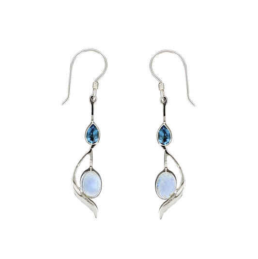 (320BTBMS) Blue topaz and blue moonstone earring