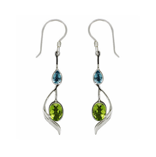 (320BTPE) Blue topaz and peridot earring