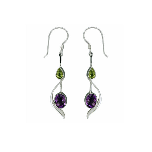 (320AMPE) Peridot and amethyst earring