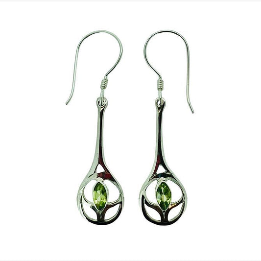 (327APE) Peridot Tulip Silver Earrings