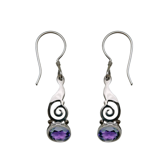 (329CAM) Silver dangle earrng in amethyst