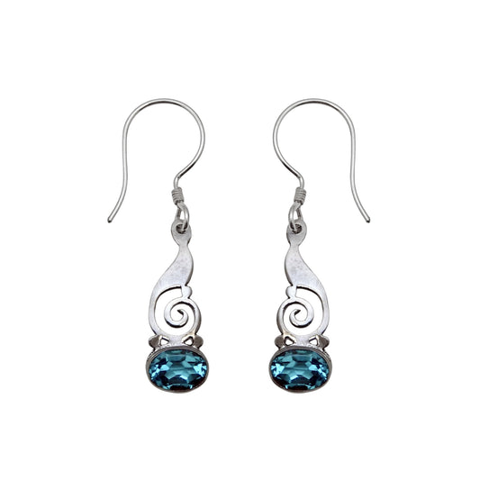 (329CBT) Silver dangle earrings in Swiss Blue Topaz