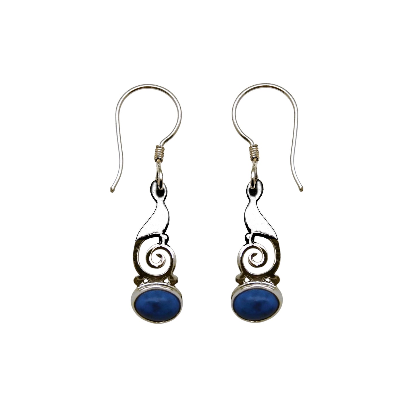 (329CLA) Silver dangle earrings in natural lapis
