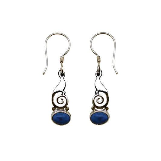 (329CLA) Silver dangle earrings in natural lapis