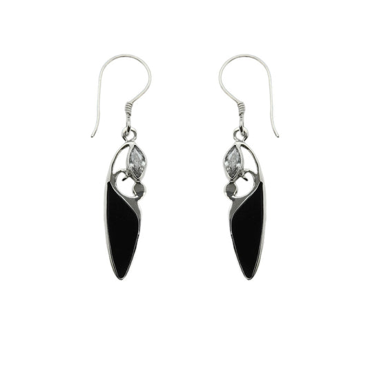 (331ACZDK) Silver Multi Media Earring in CZ and BLack Finish