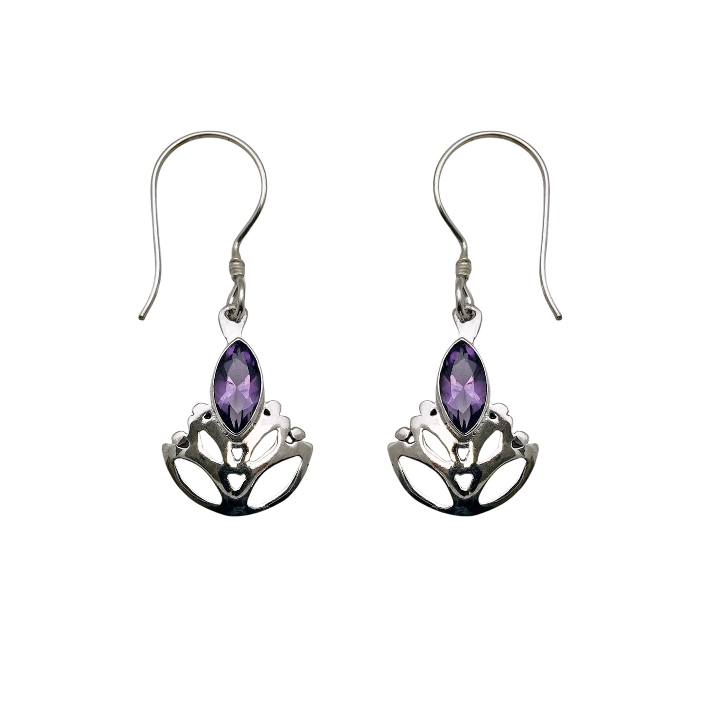 (331CAM) Silver lotus earrings in amethsyt