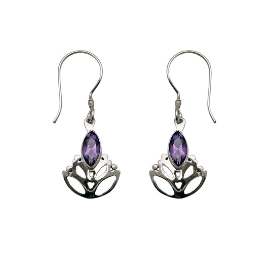 (331CAM) Silver lotus earrings in amethsyt