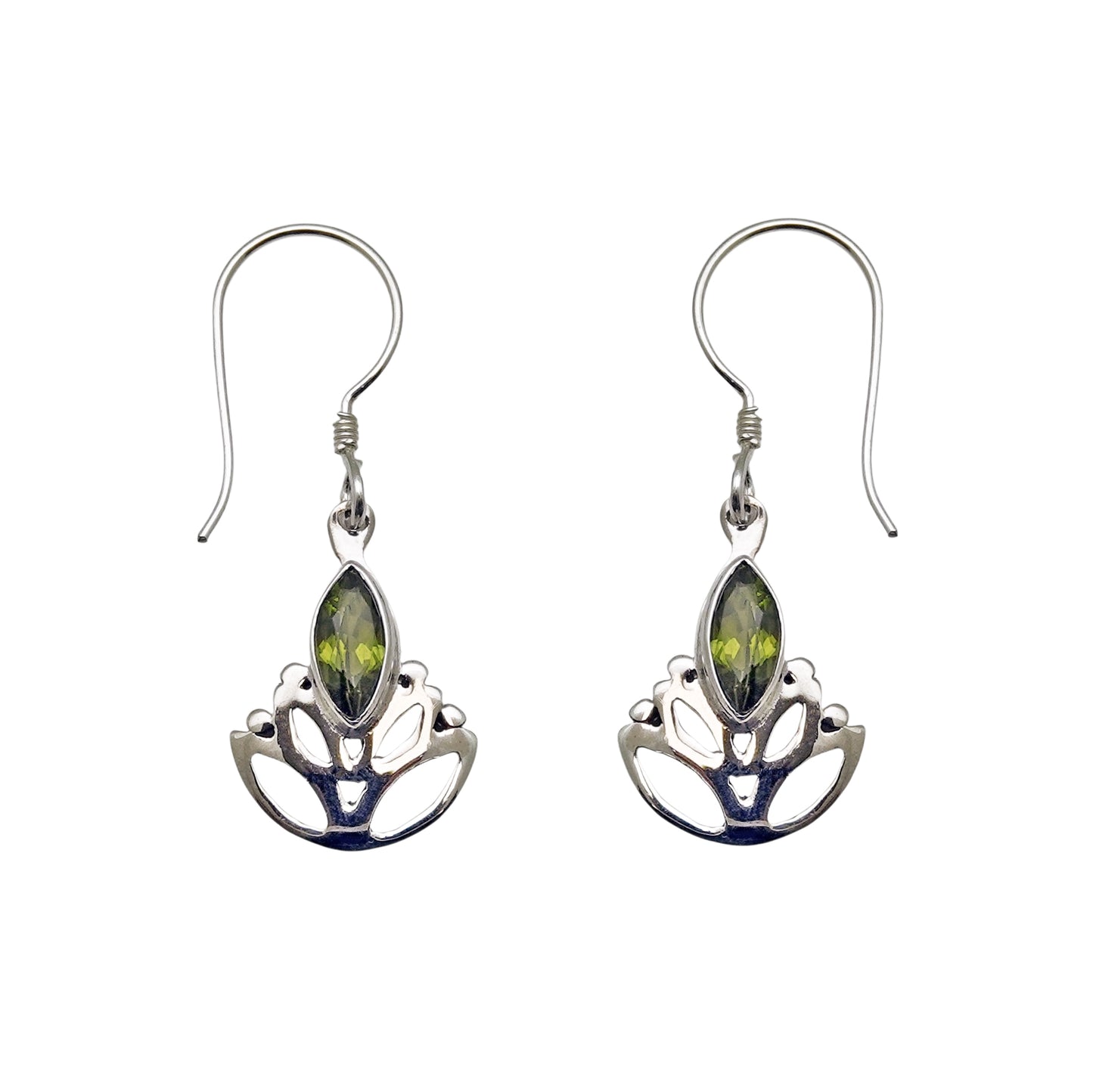 (331CPE) Peridot Marquise Lotus Earrings