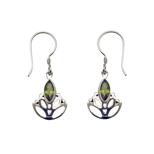 (331CPE) Peridot Marquise Lotus Earrings