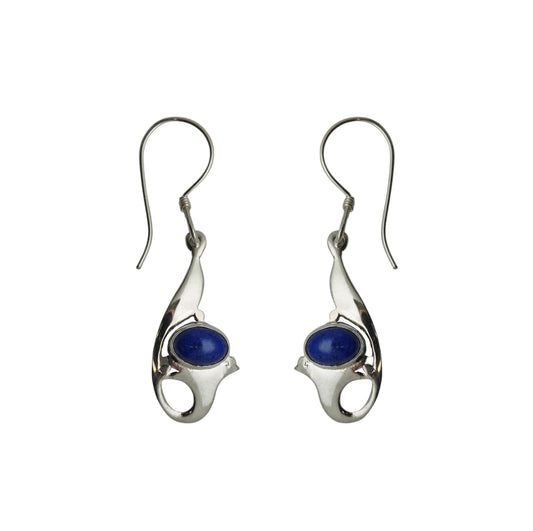(332CLA) Silver dangle earring in natural lapis