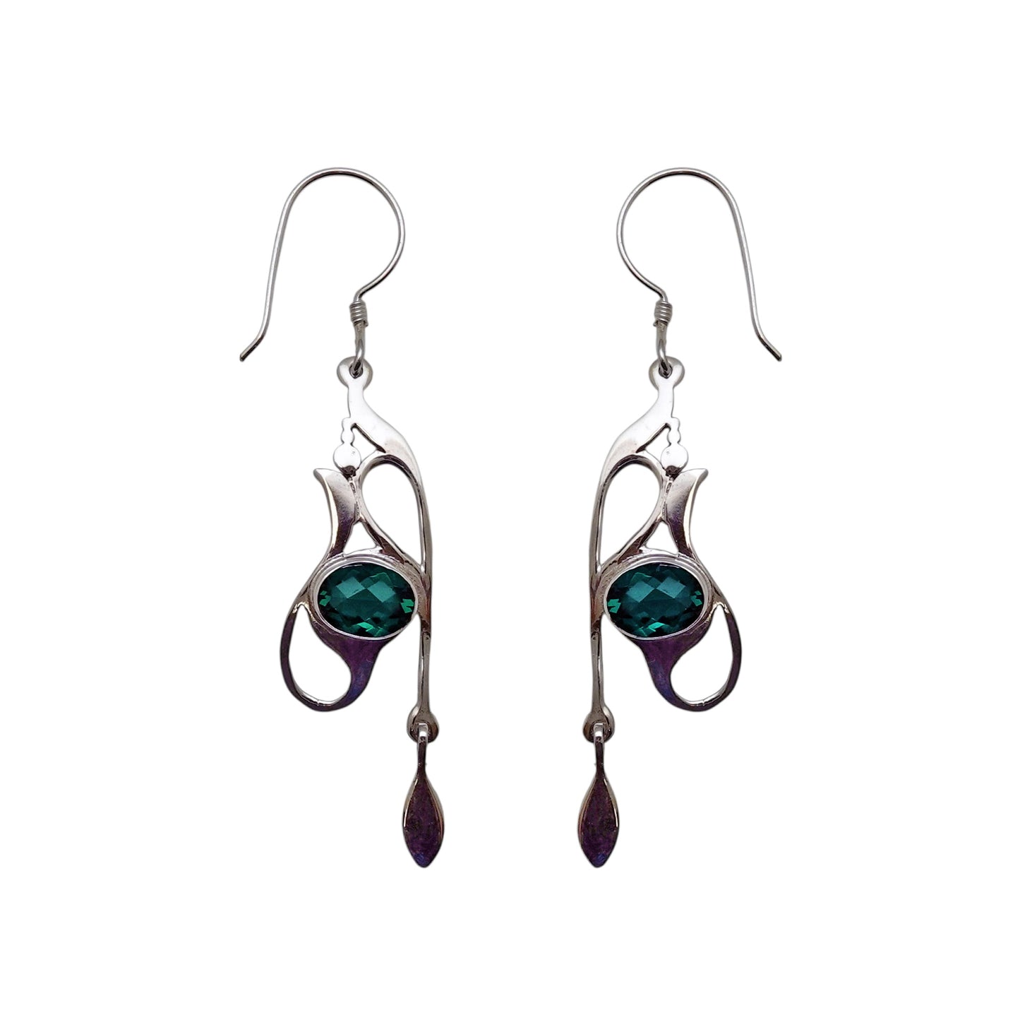(333CGQ) Green Quartz Silver Earring