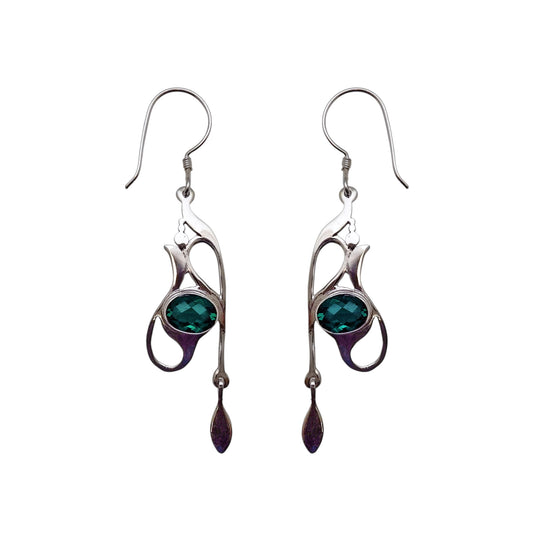 (333CGQ) Green Quartz Silver Earring