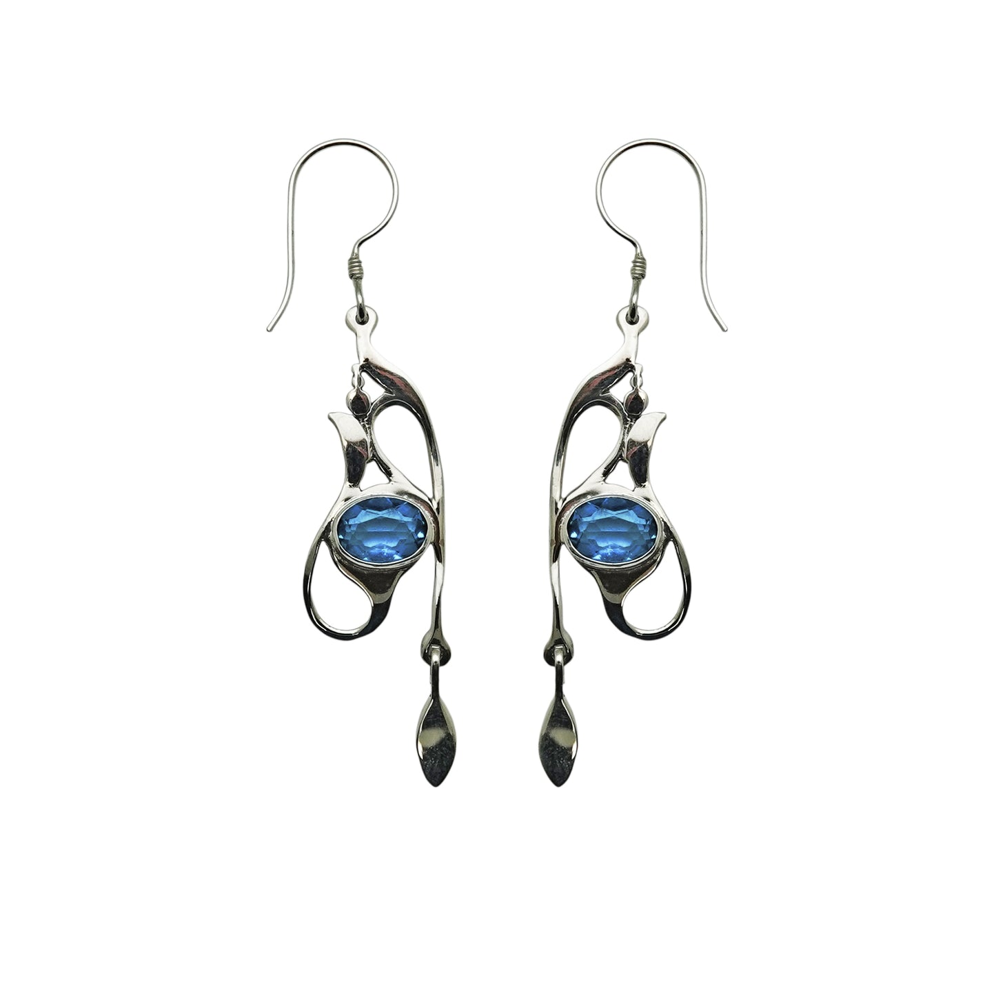 (333CSBQ) Swiss Blue Quartz Nouveau Vine Earrings